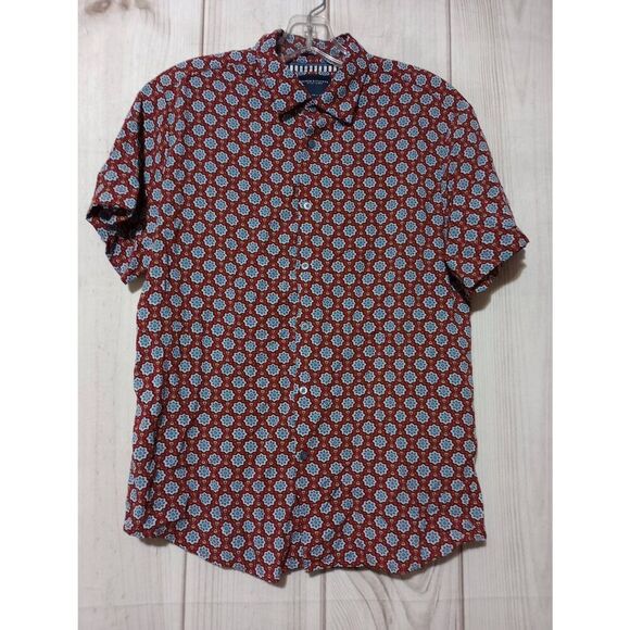 Denim and‎ Flower Shirt Men's Small Red Short Sleeve - Picture 1 of 7